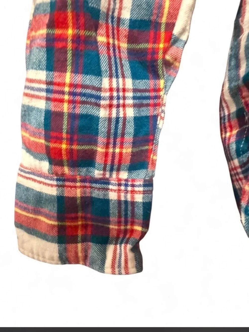 VTG Style Old Navy Plaid Flannel & Red Ribbed Top Set size XS